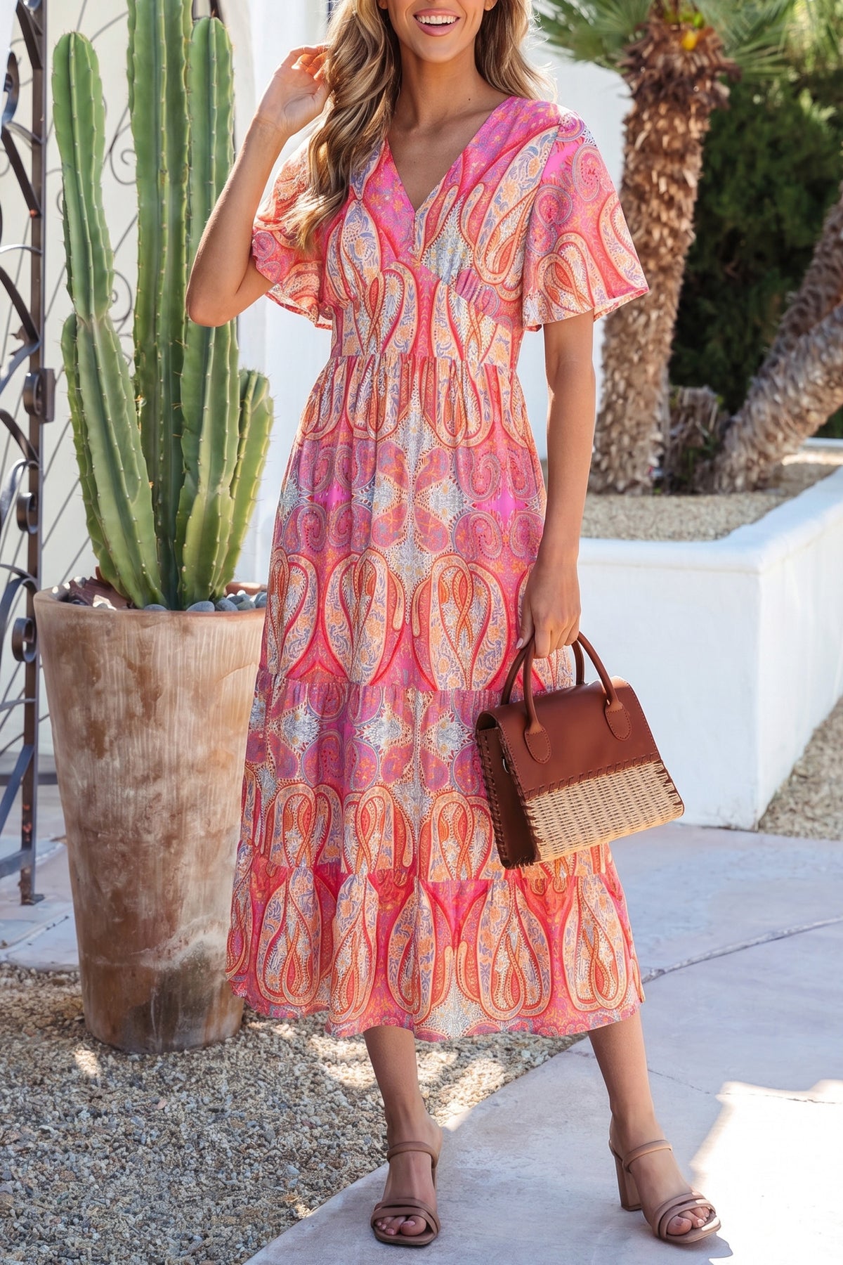 Paisley Boho Ruffle Floral Dress