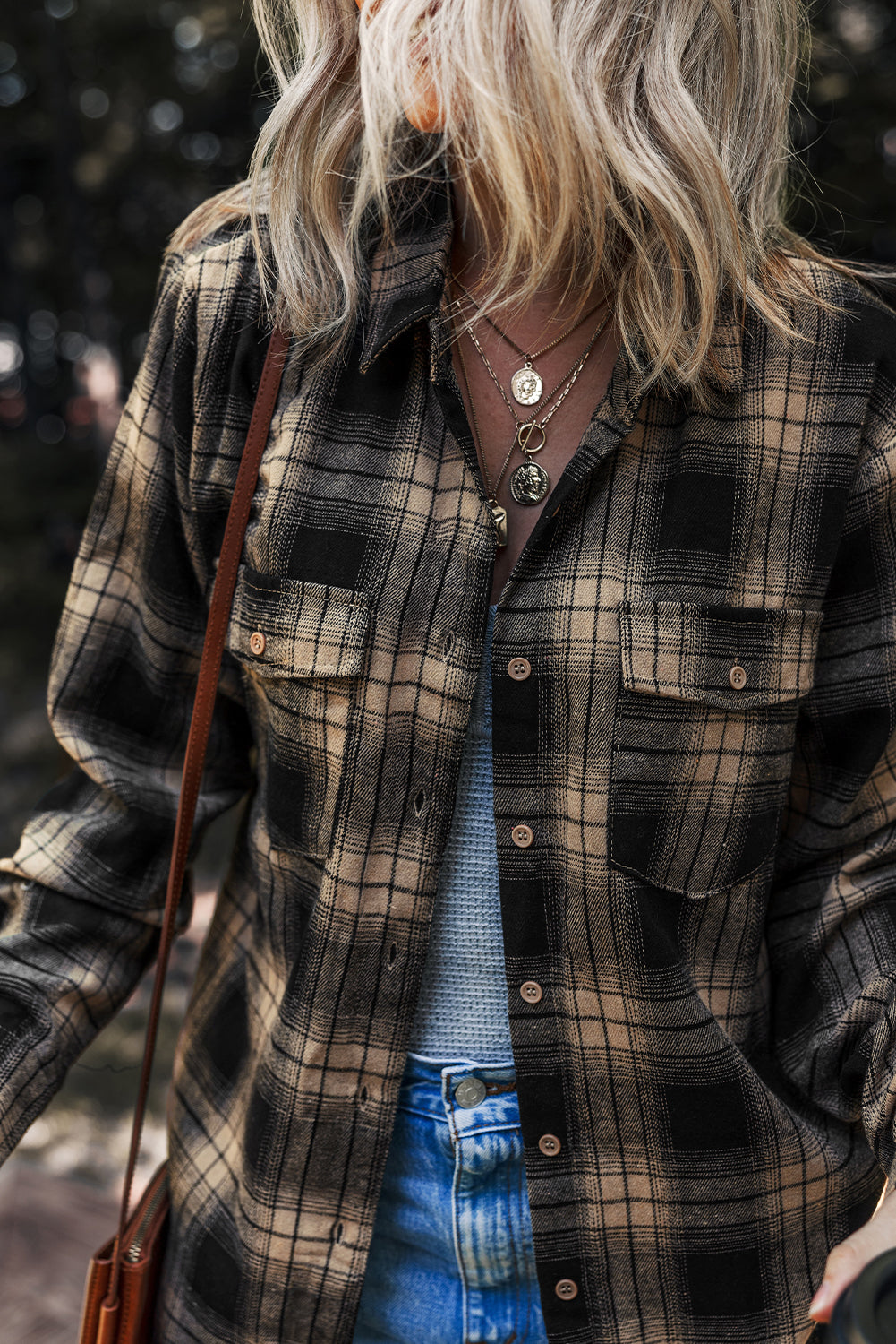 Retro Double Flap Plaid Shackets