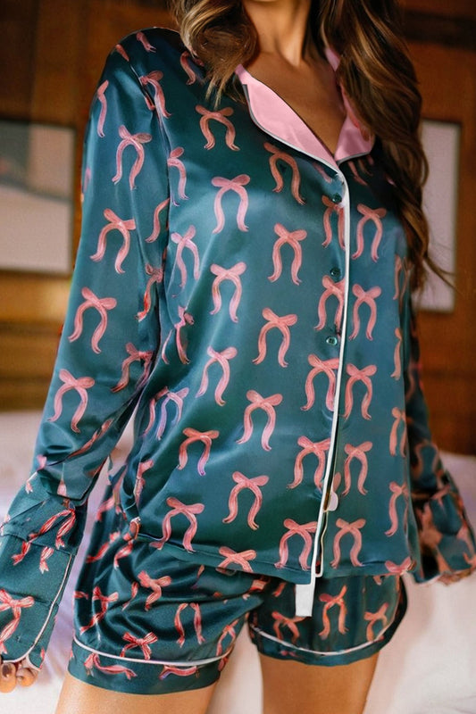 Ribbon Long Sleeve Pajama Set