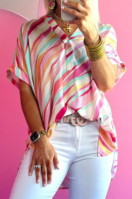 Abstract High Short Sleeve Blouse