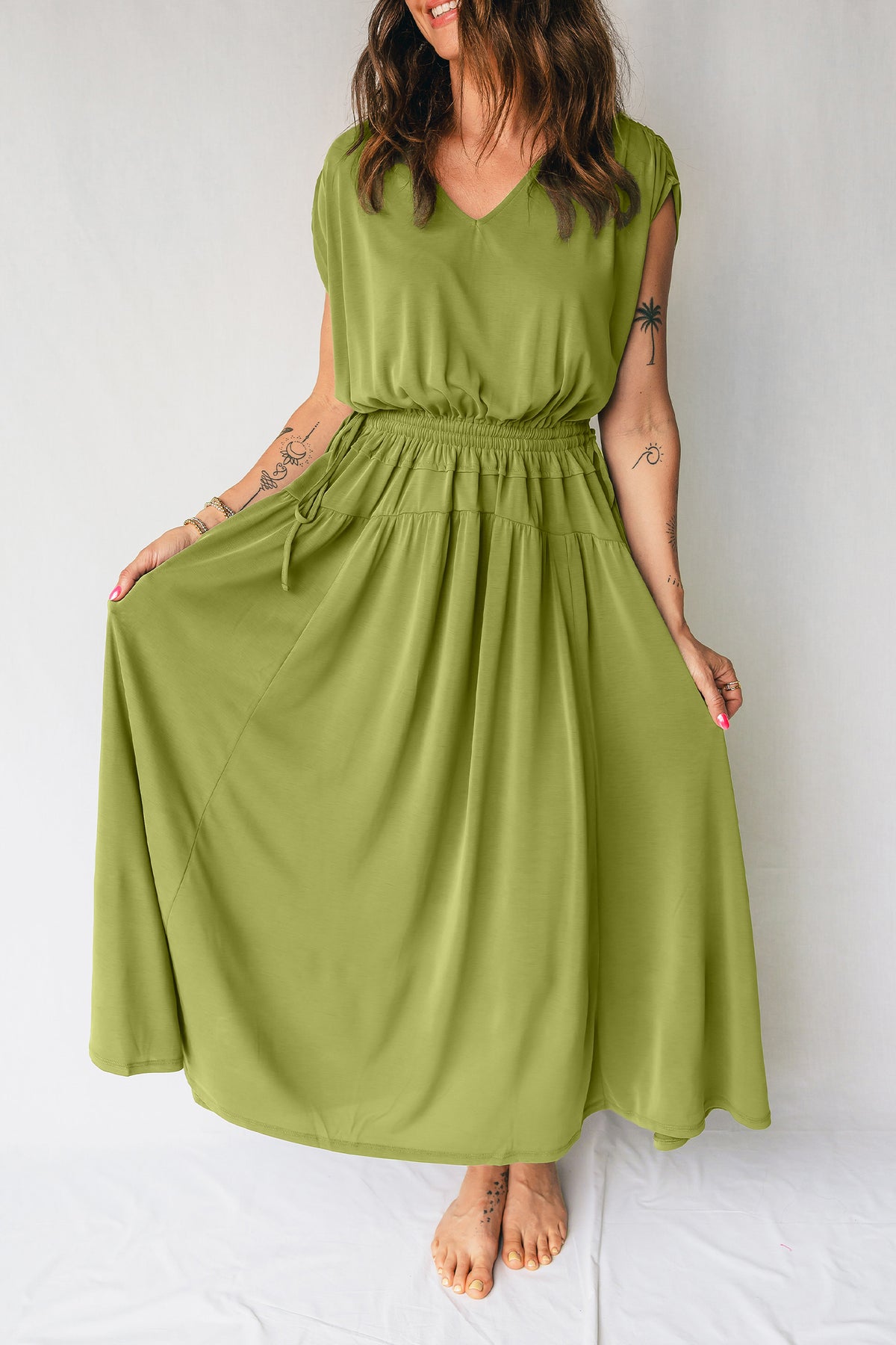 Fern V-neck Tunic Maxi Dress