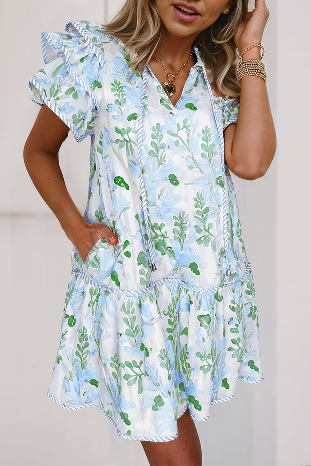Short Sleeve Mini Floral Dress