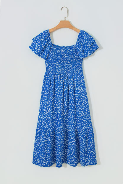 Ditsy Smocked Ruffle Floral Dress