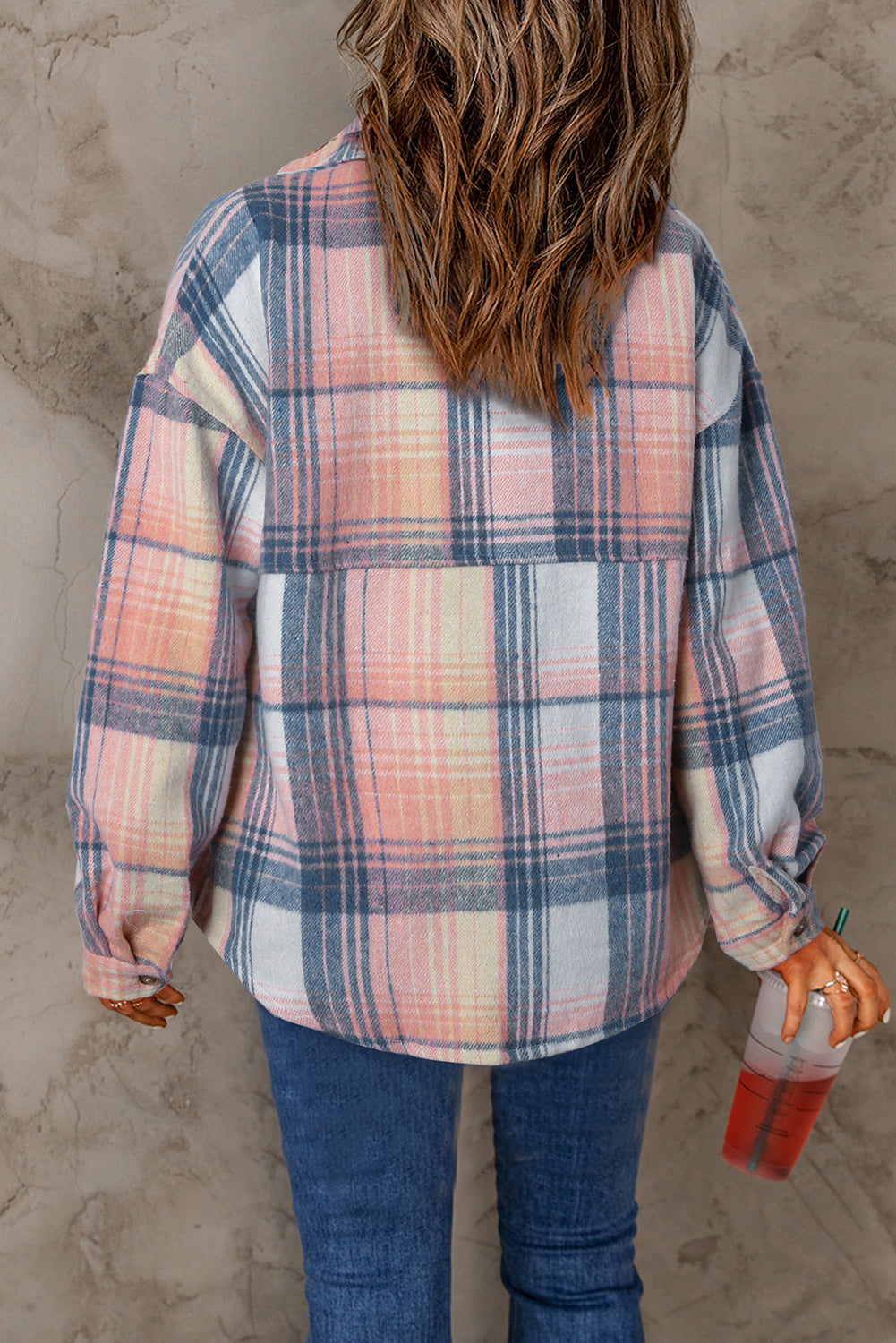 Flap Pockets Shacket Plaid Shackets