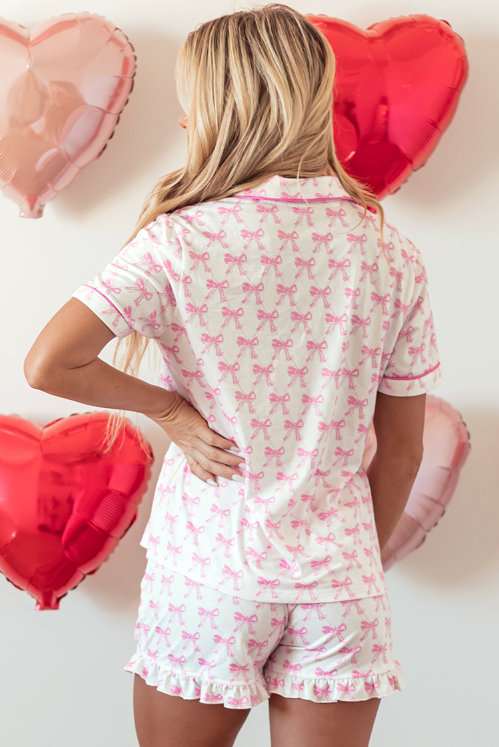 Short Sleeve Ruffled Pajama Set