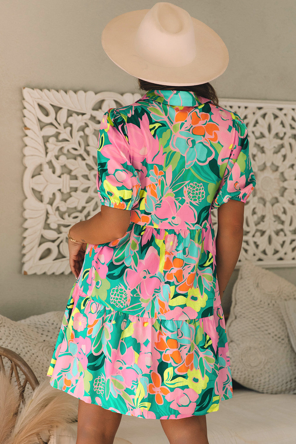 Puff Sleeve Babydoll Floral Dress