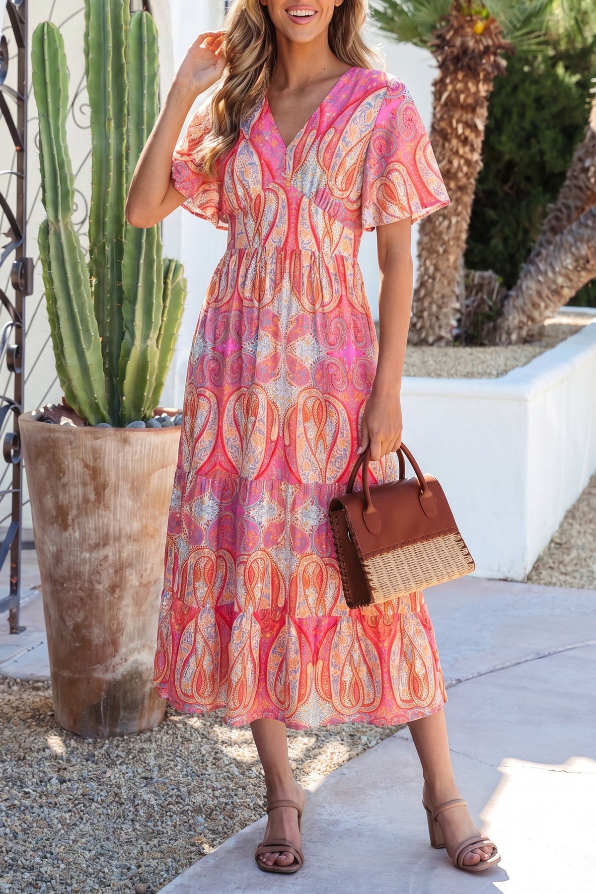 Paisley Boho Ruffle Floral Dress