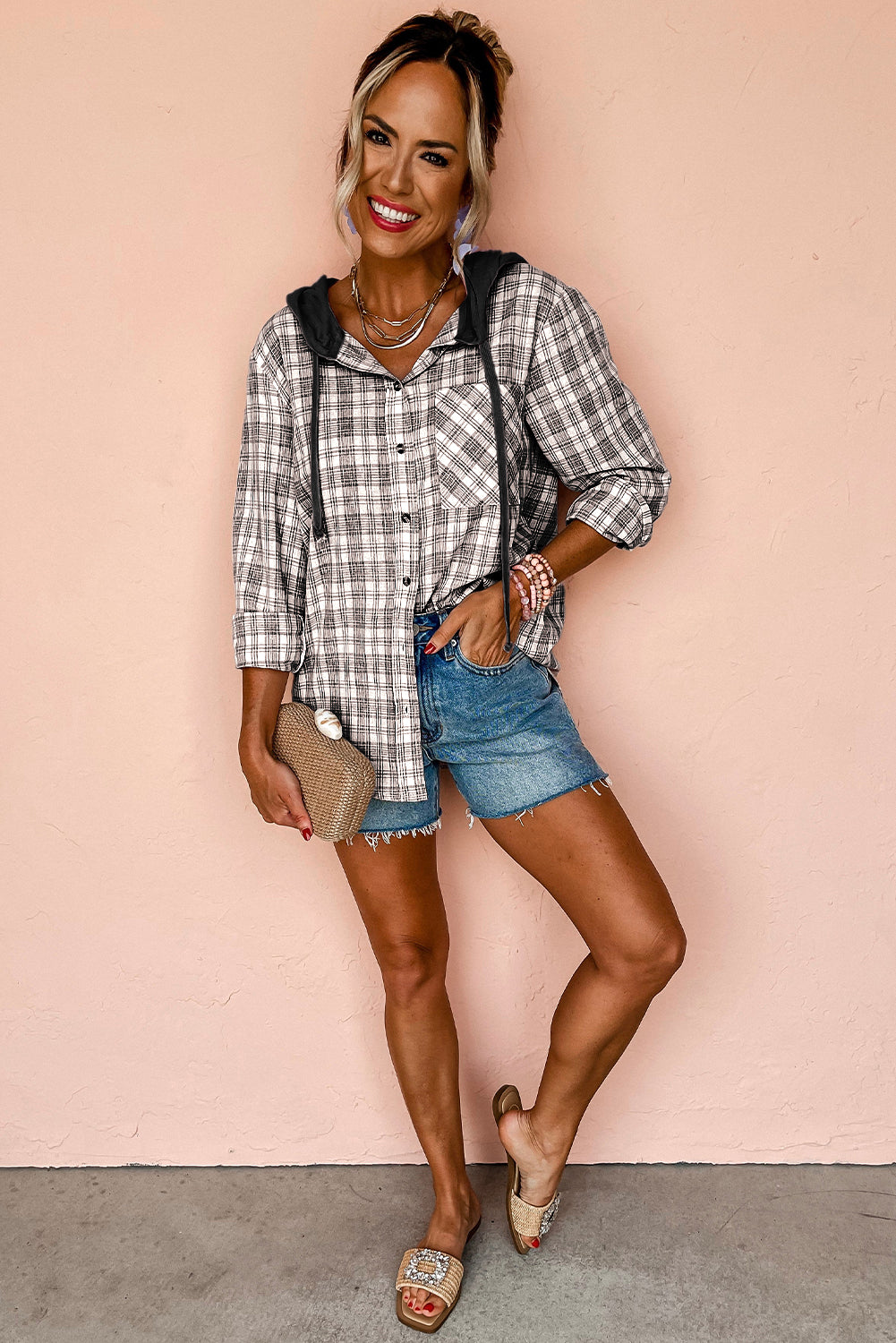 Checkered Fit Buttoned Plaid Shackets