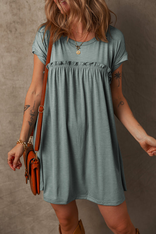 Frilled Gathered T Shirt Dresses