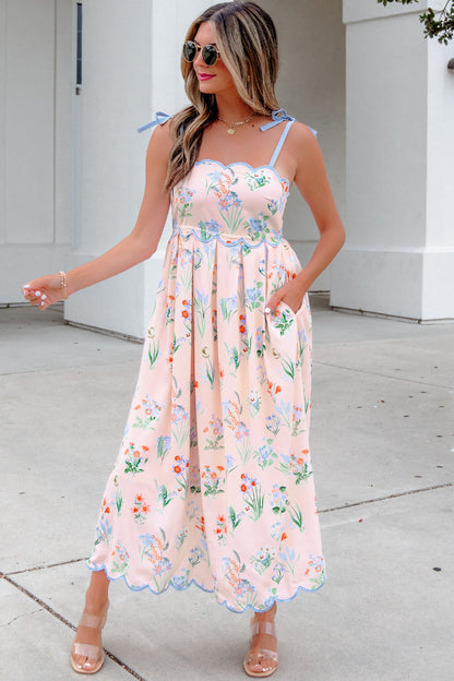 High Waist Midi Floral Dress