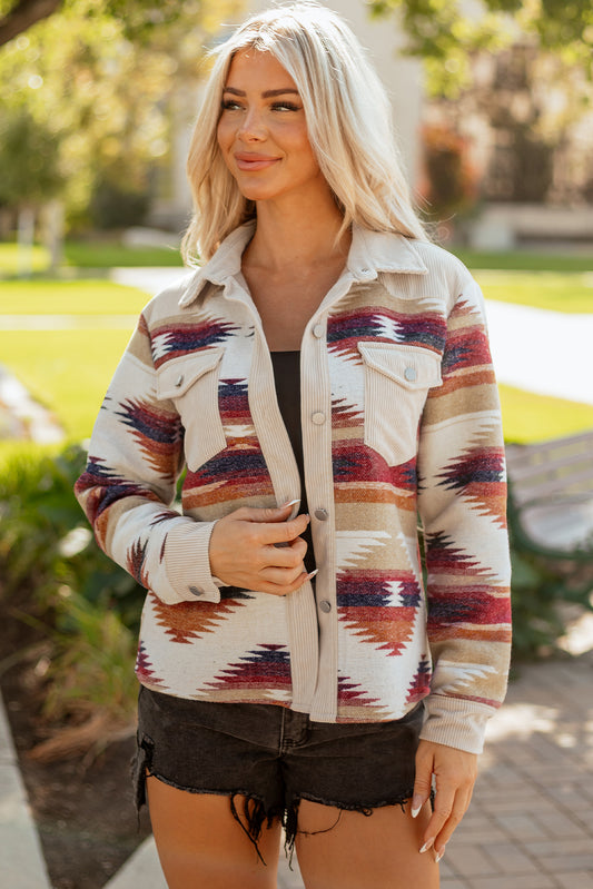 Western Aztec Ribbed Double Jackets