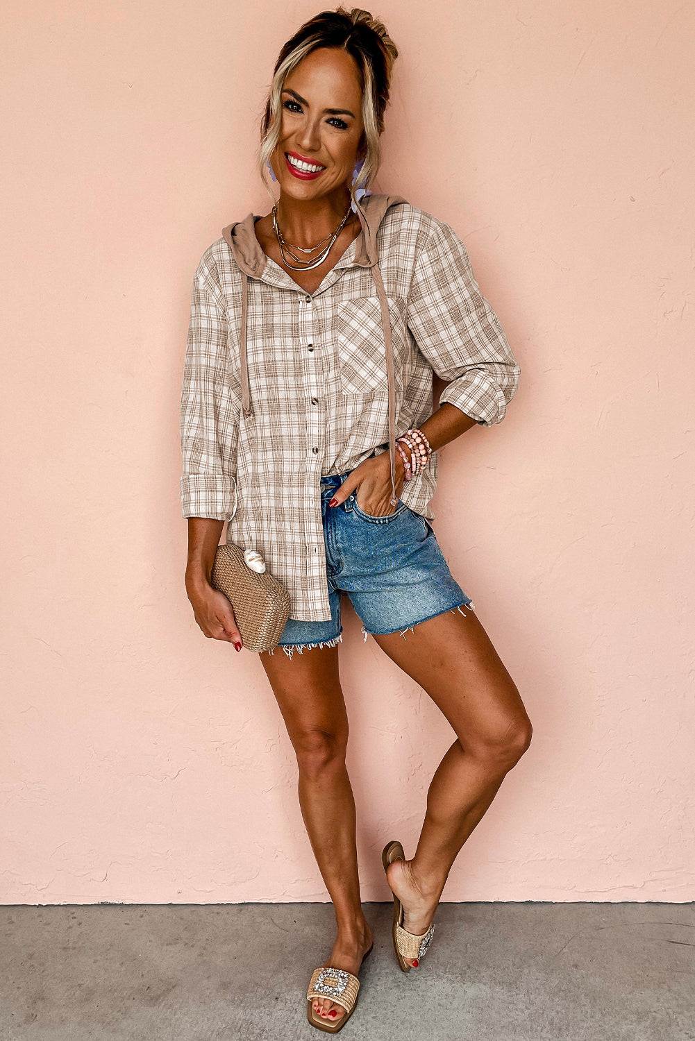 Checkered Fit Buttoned Plaid Shackets