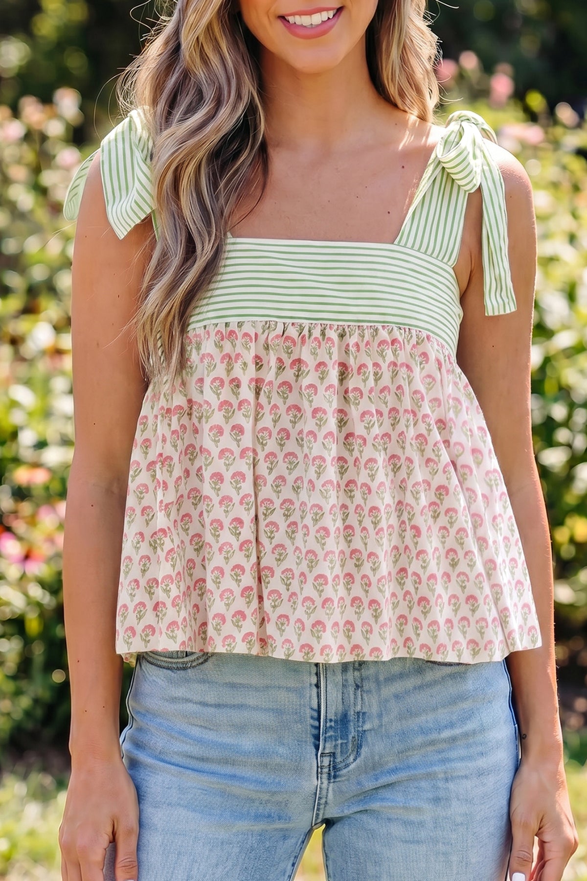 Floral Printed Babydoll Tank Top