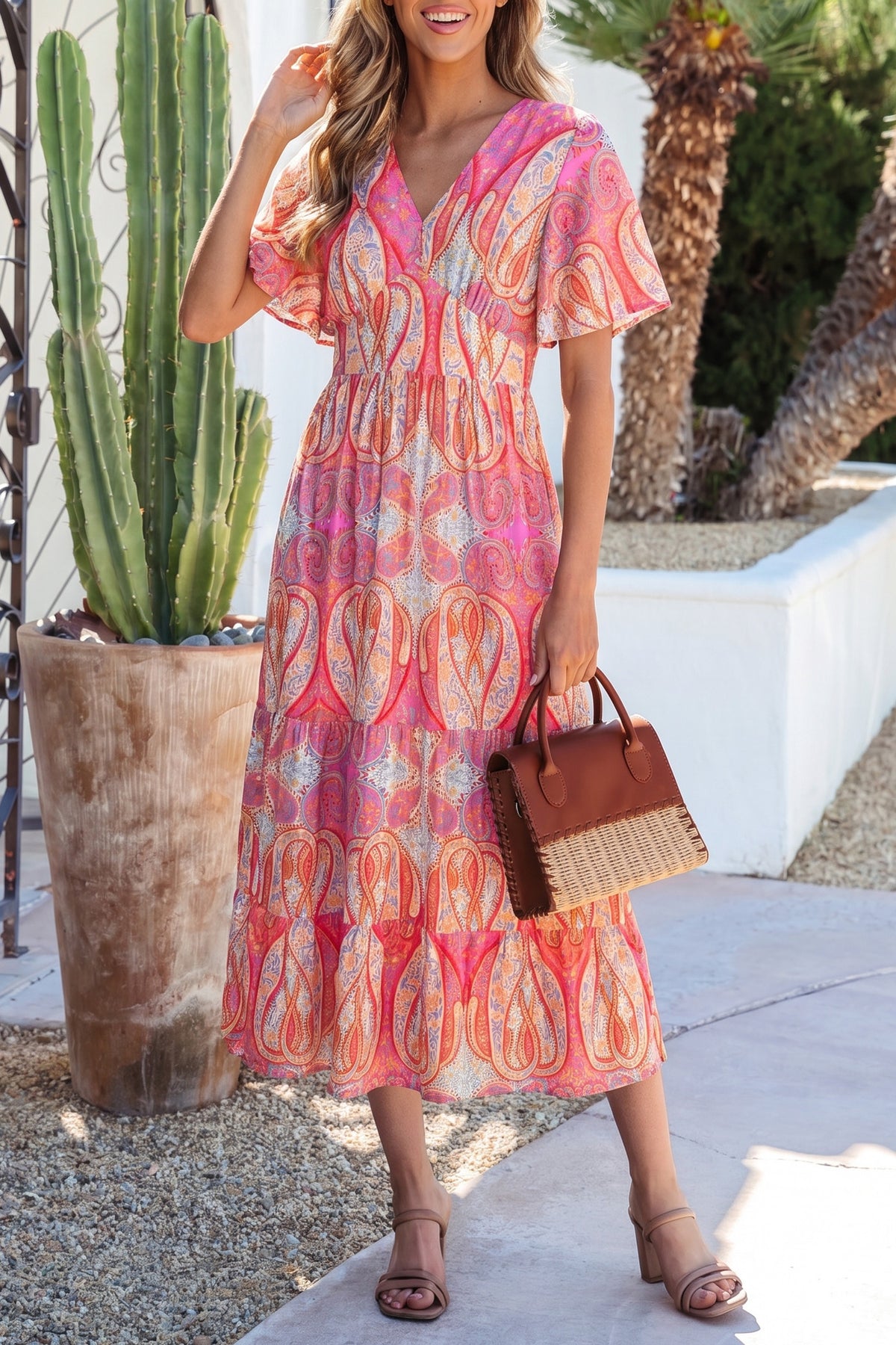 Paisley Boho Ruffle Floral Dress