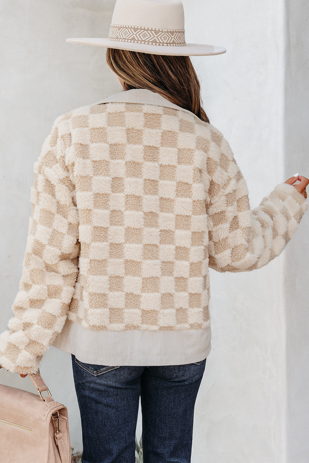 Checker Sherpa Corduroy Zip Jackets