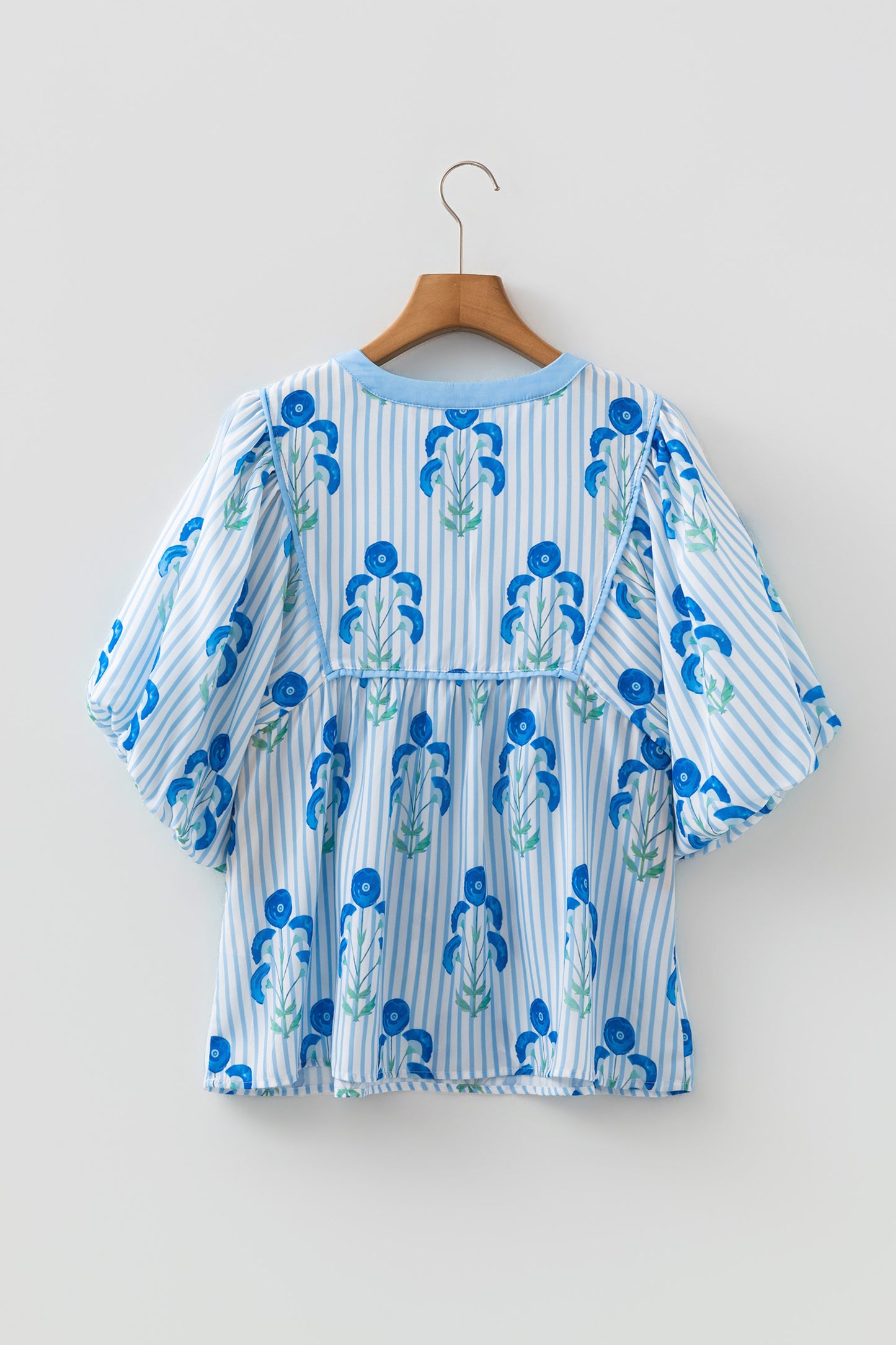 Floral Tie Puff Sleeve Blouse