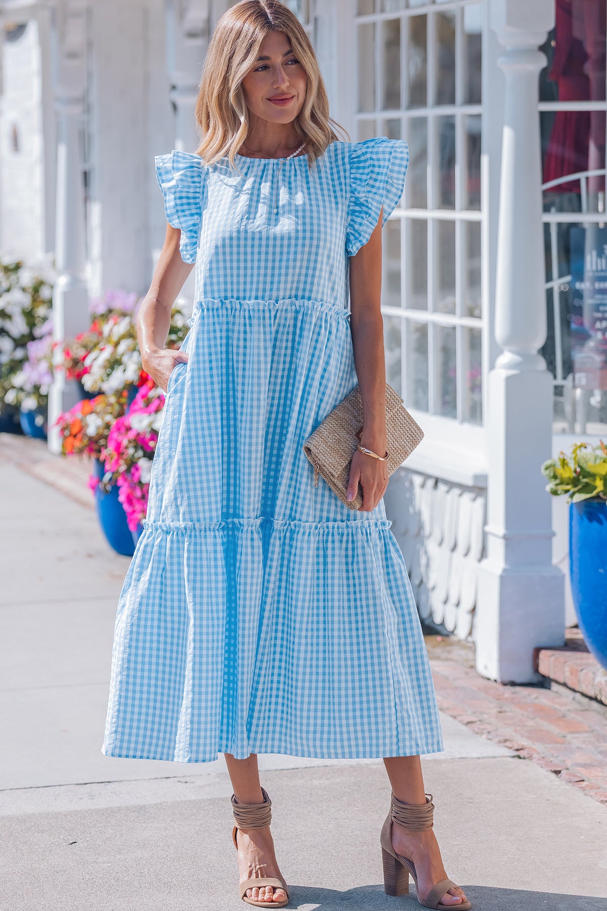 Ruffled Short Sleeve Maxi Dress