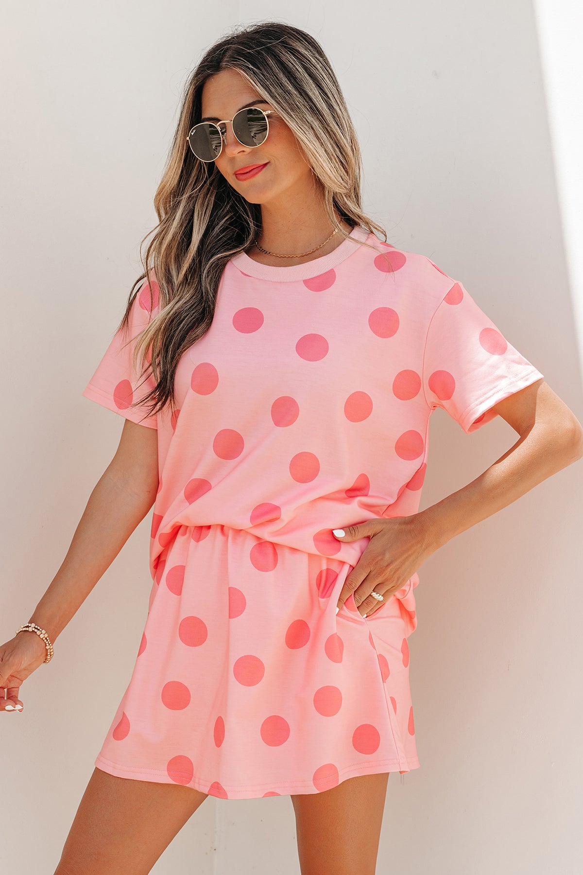 Polka Dot Top Two-Piece Set