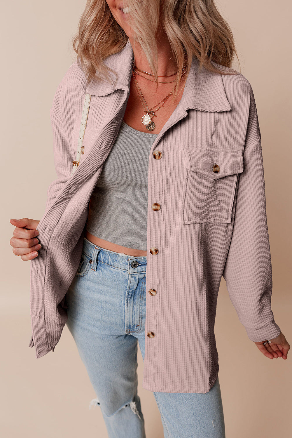 Corduroy Flap Button Up Jackets