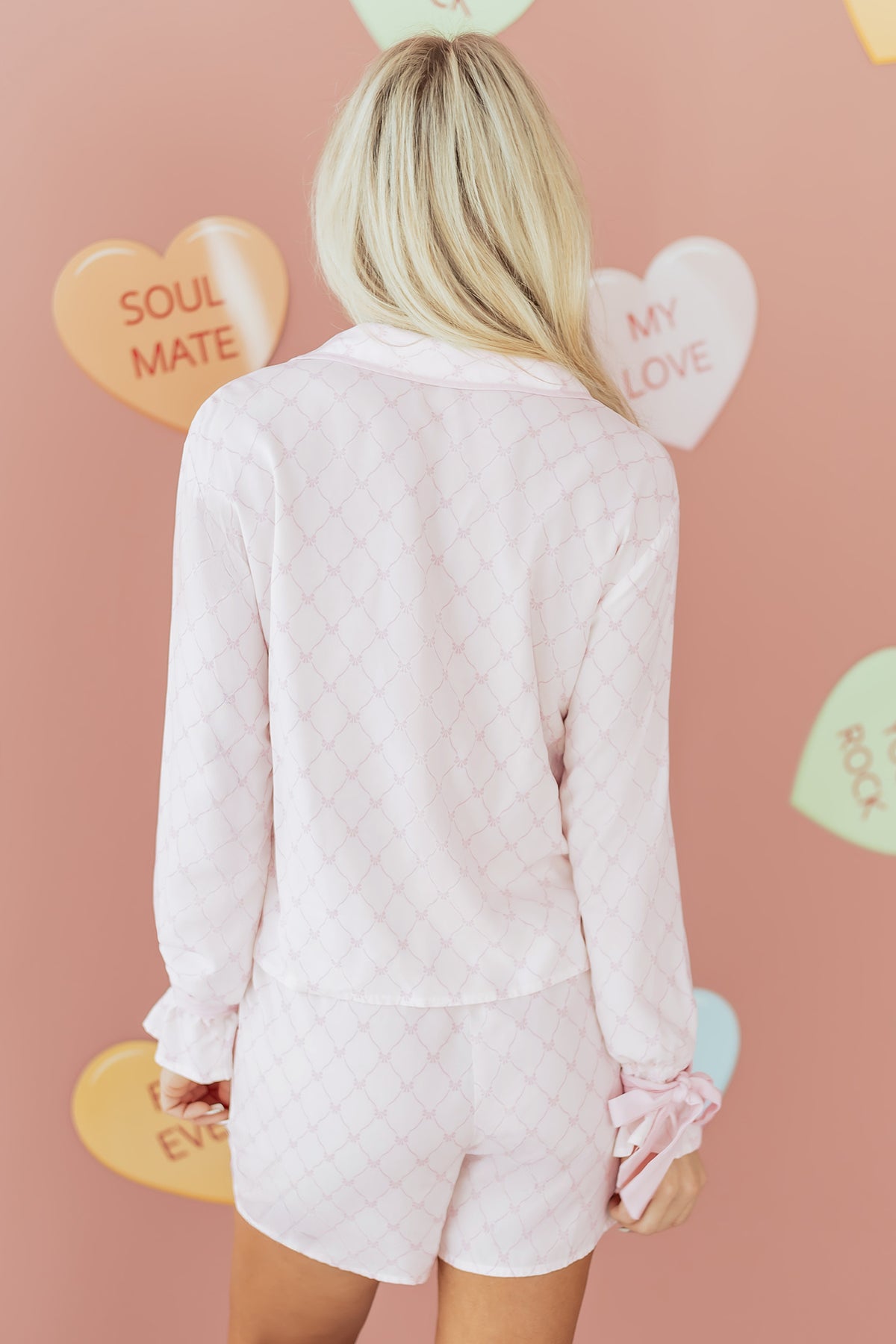 Bow Lattice Bow Pajama Set