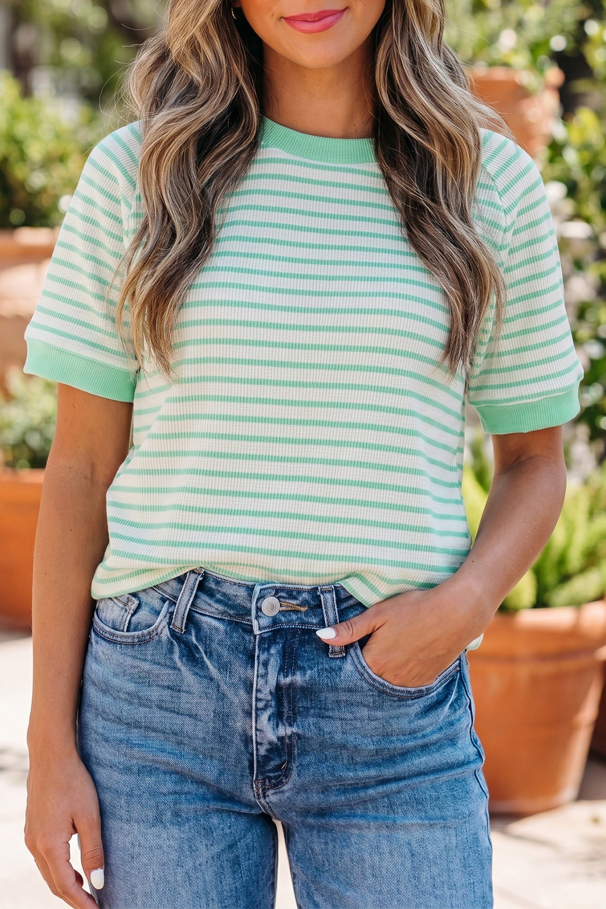 Stripe Colorblock Short Sleeve Tee