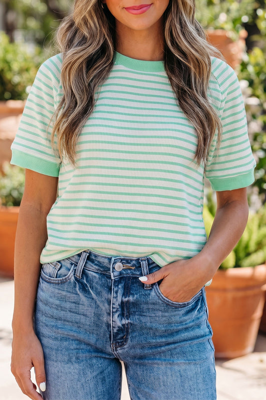 Stripe Colorblock Short Sleeve Tee