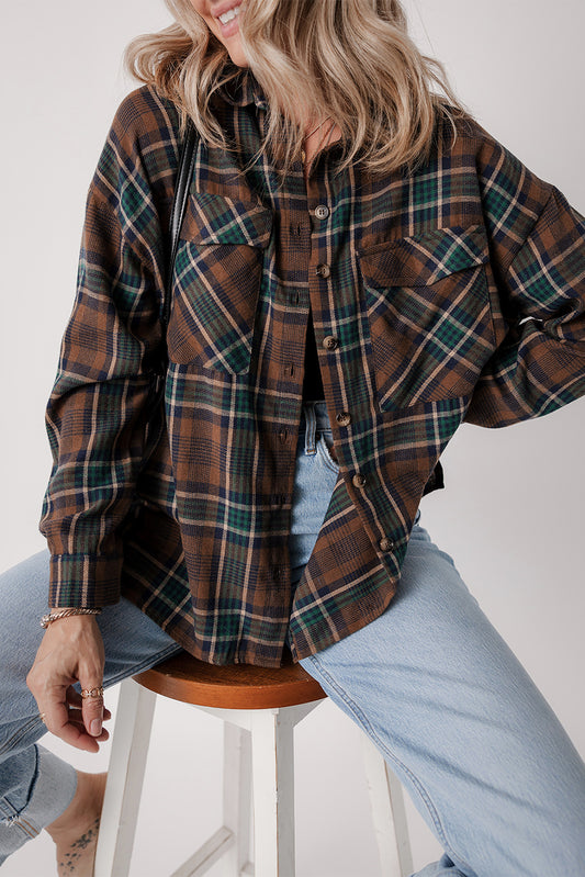 Chest Pockets Buttoned Plaid Shackets
