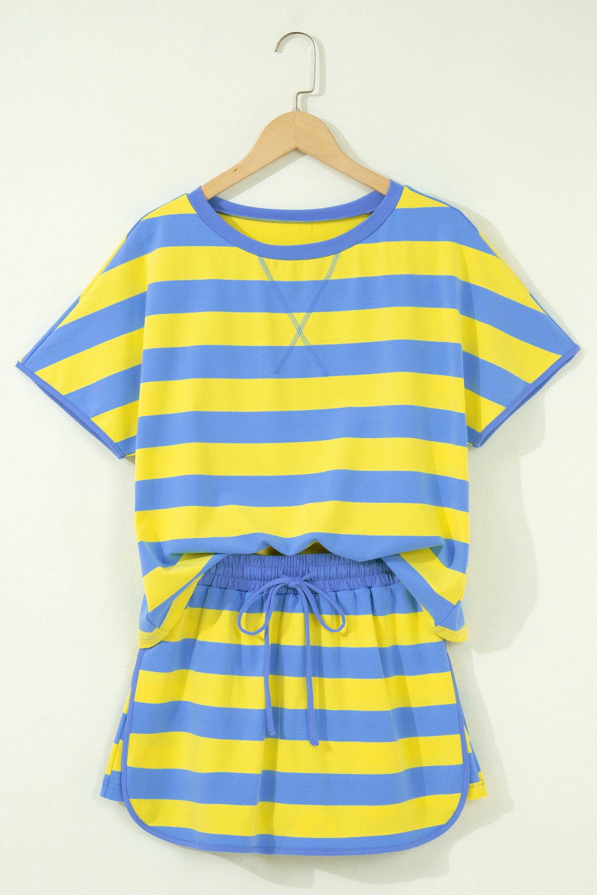 Stripe Dolman Drawstring Two-Piece Set