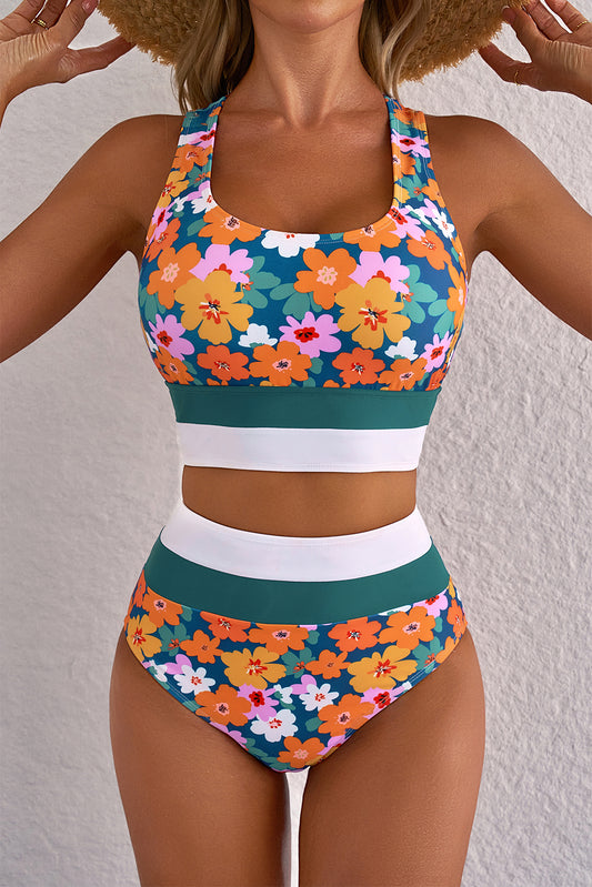Floral High Waist Bikini Set