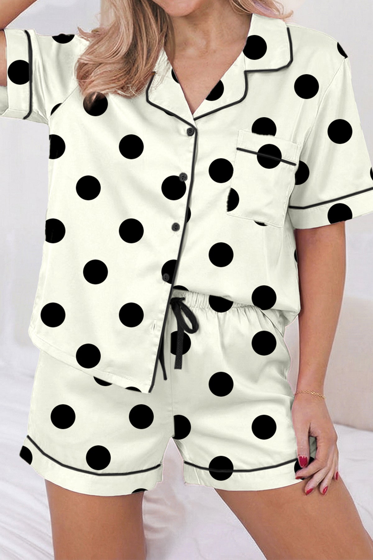 Camouflage Lapel Drawstring Pajama Set