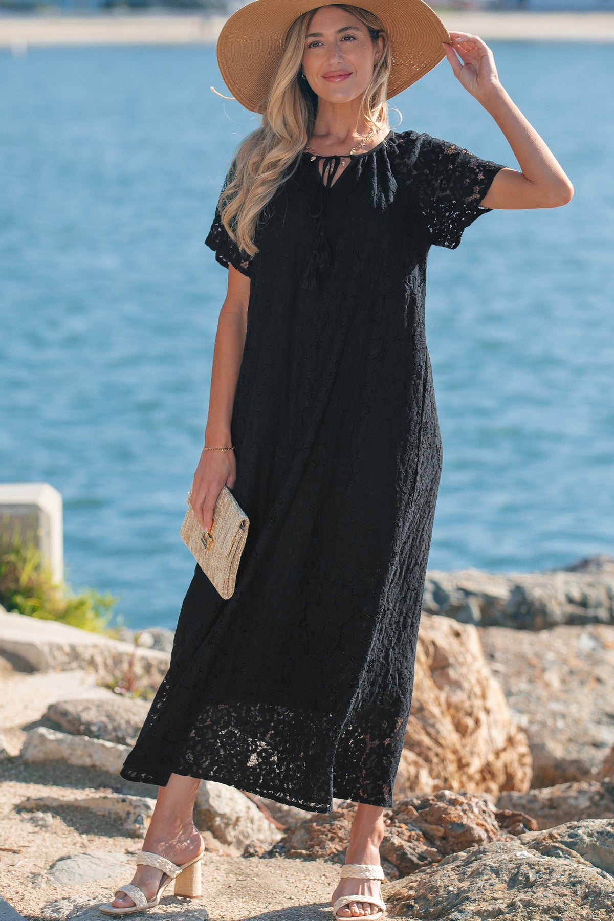 Floral Lace Overlay Maxi Dress