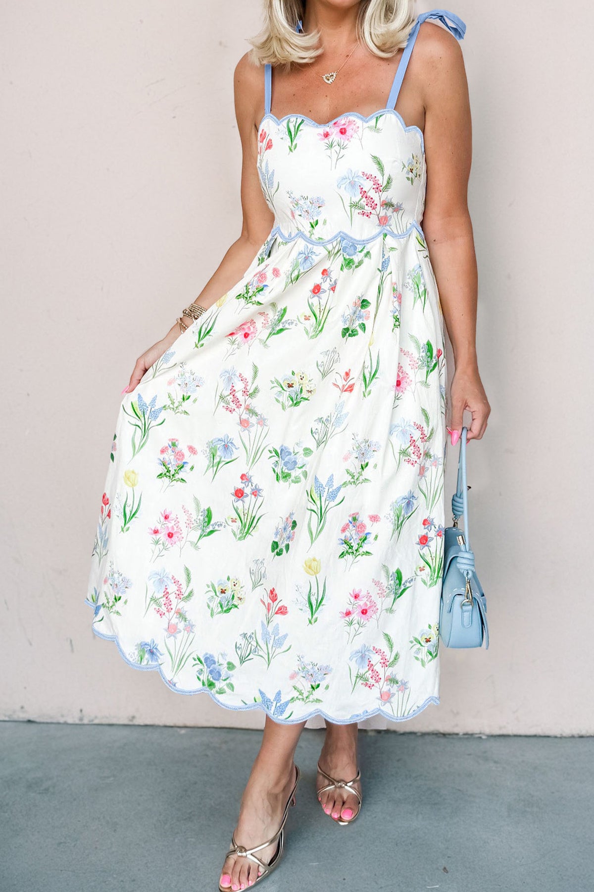 High Waist Midi Floral Dress