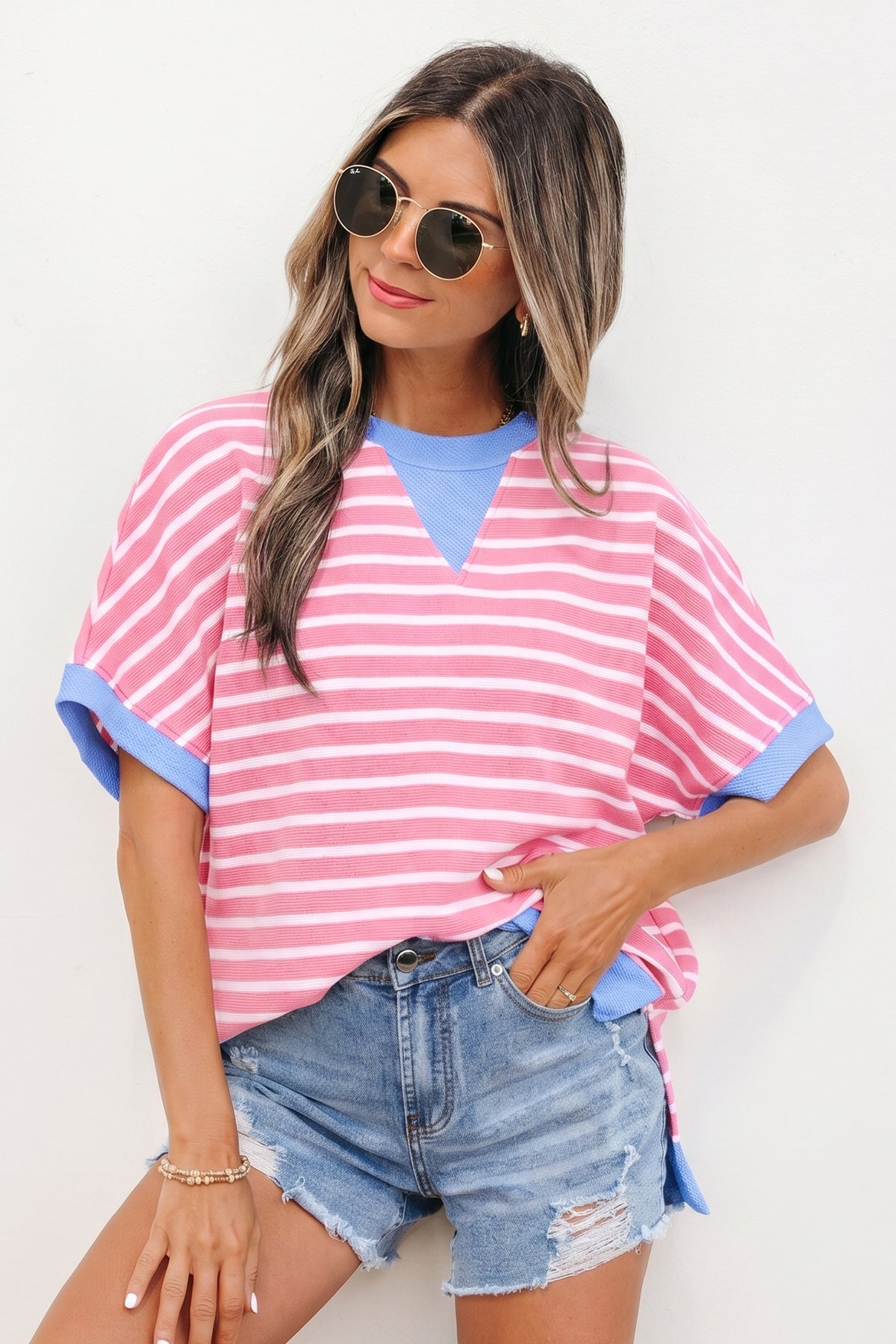 Stripe Short Sleeve Top Tee