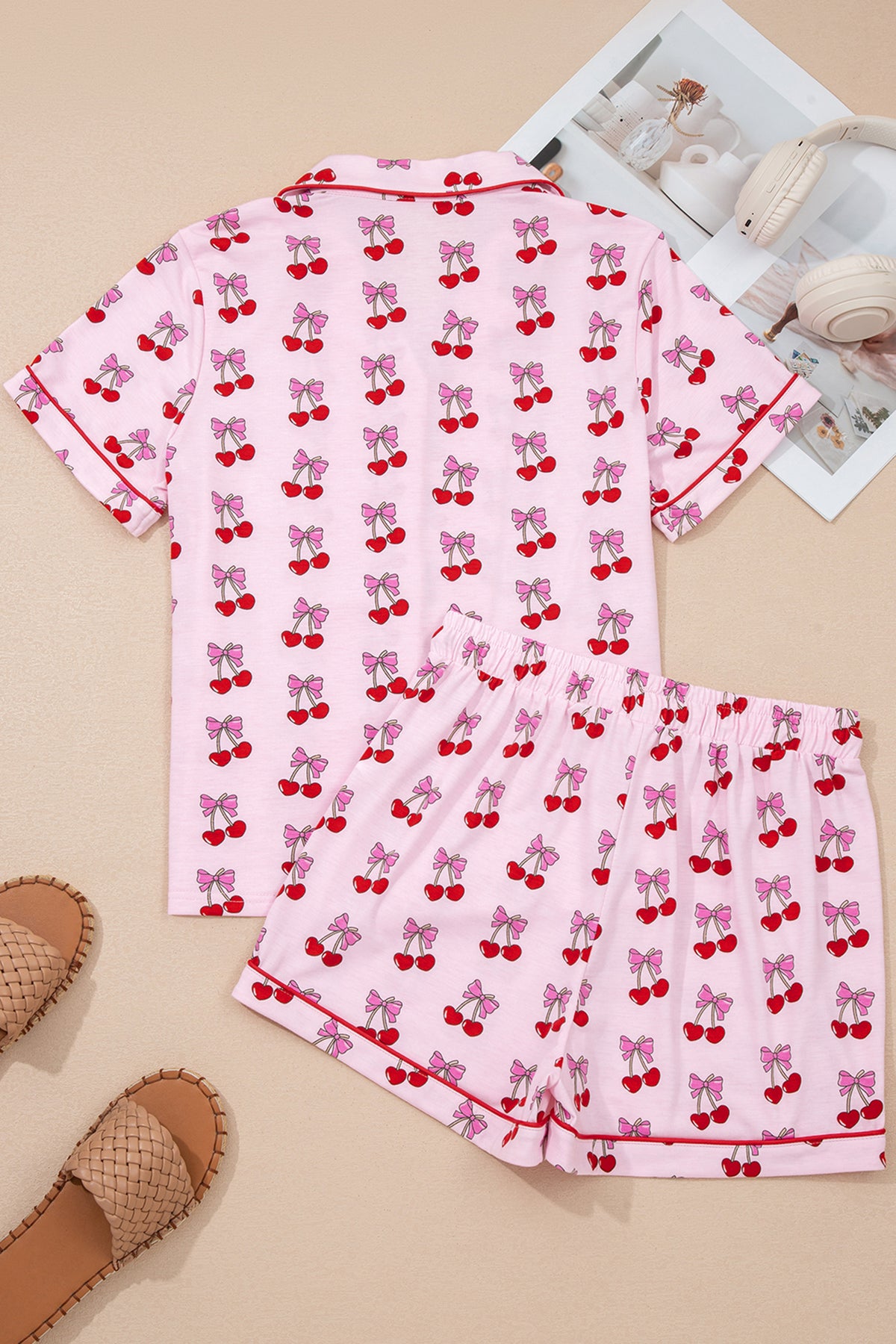 Cherry Bow Short Pajama Set