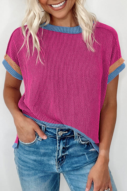 Textured Round Neck Shirt Tee