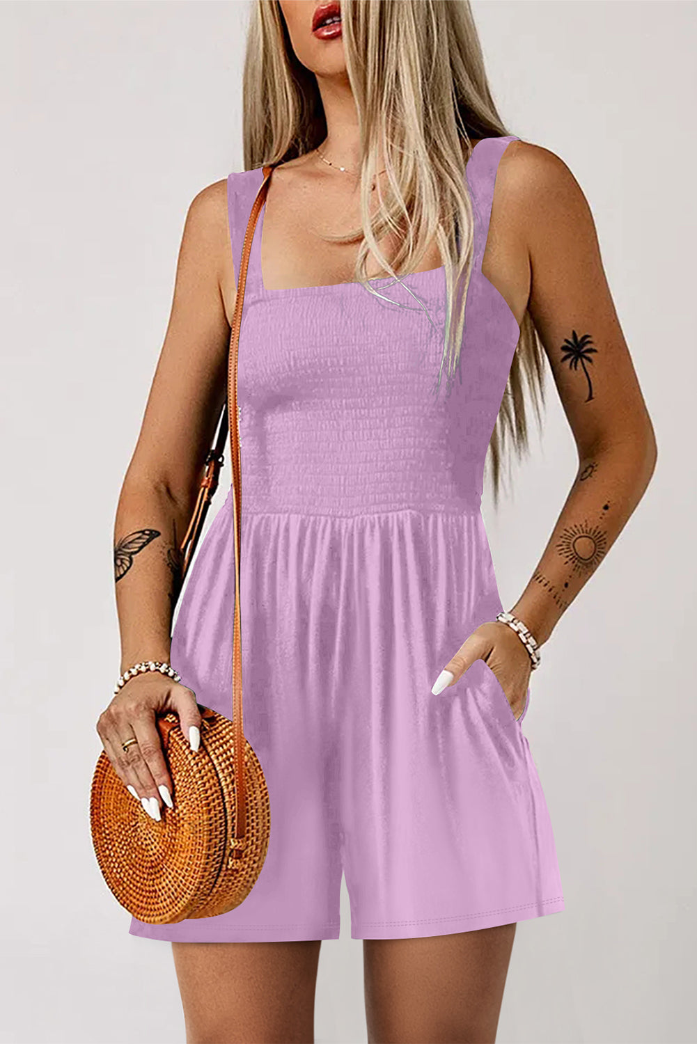 Smocked Sleeveless Jumpsuits & Rompers