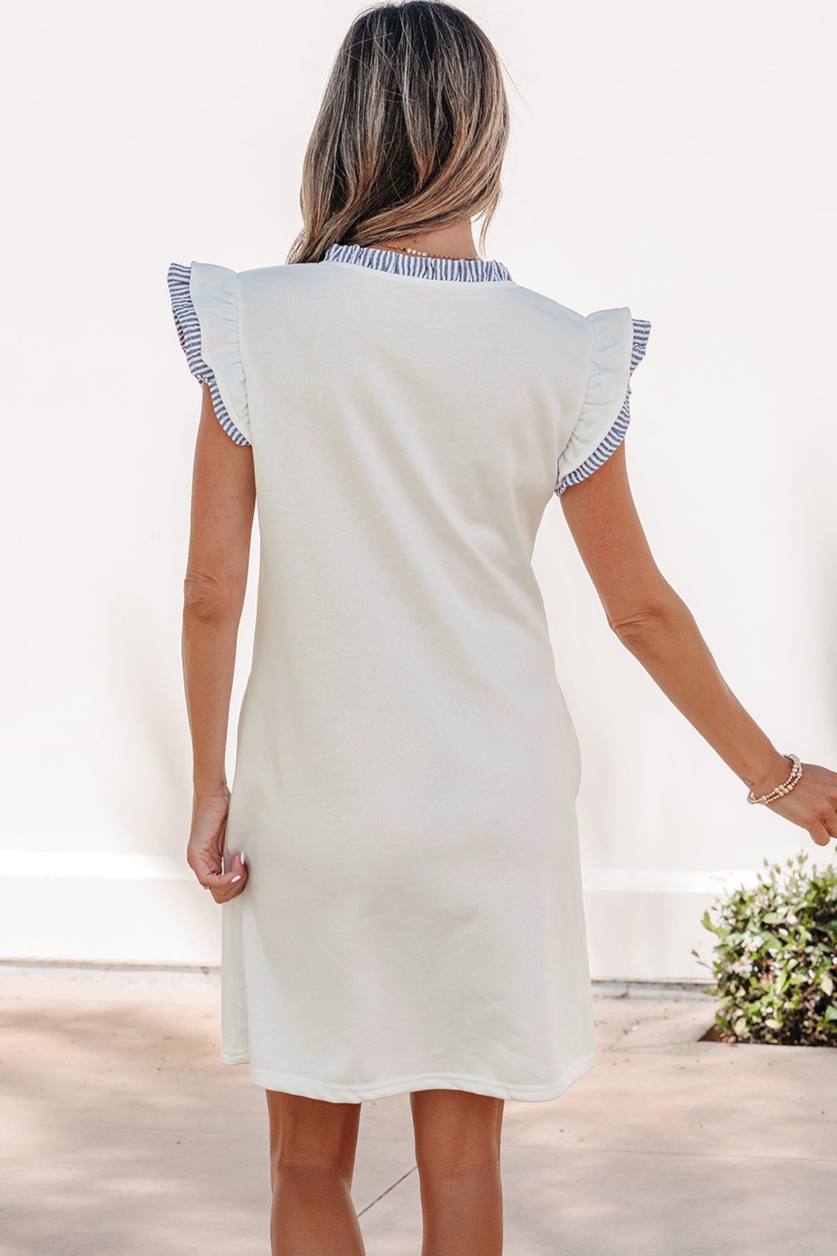 Striped Ruffle Sleeveless Mini Dress