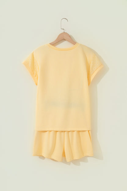 Eyelet Lace Sleeve Short Set
