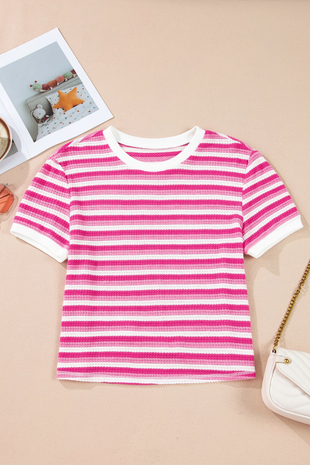 Textured Knit Short Sleeve Tee