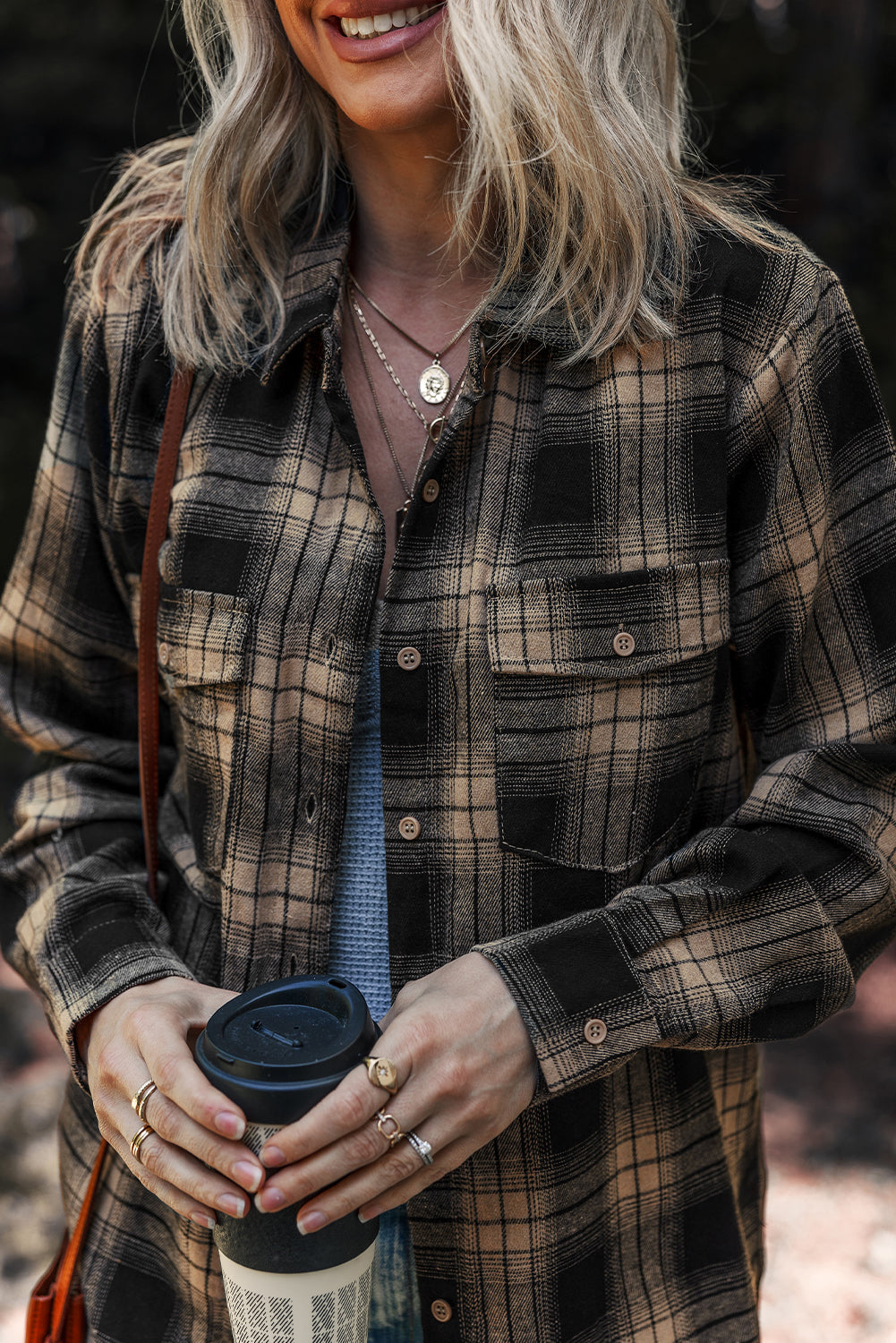 Retro Double Flap Plaid Shackets
