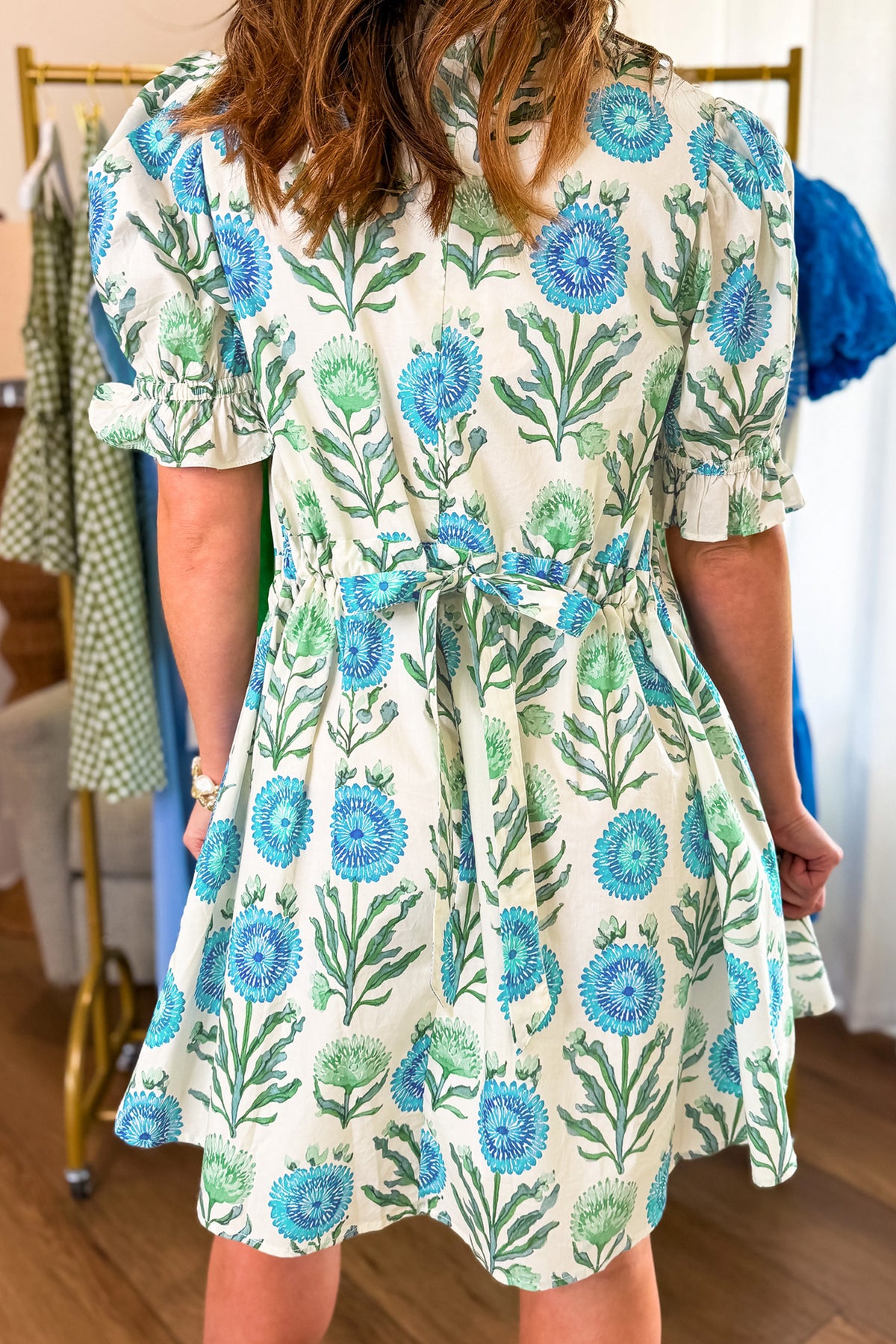Button Short Sleeve Floral Dress