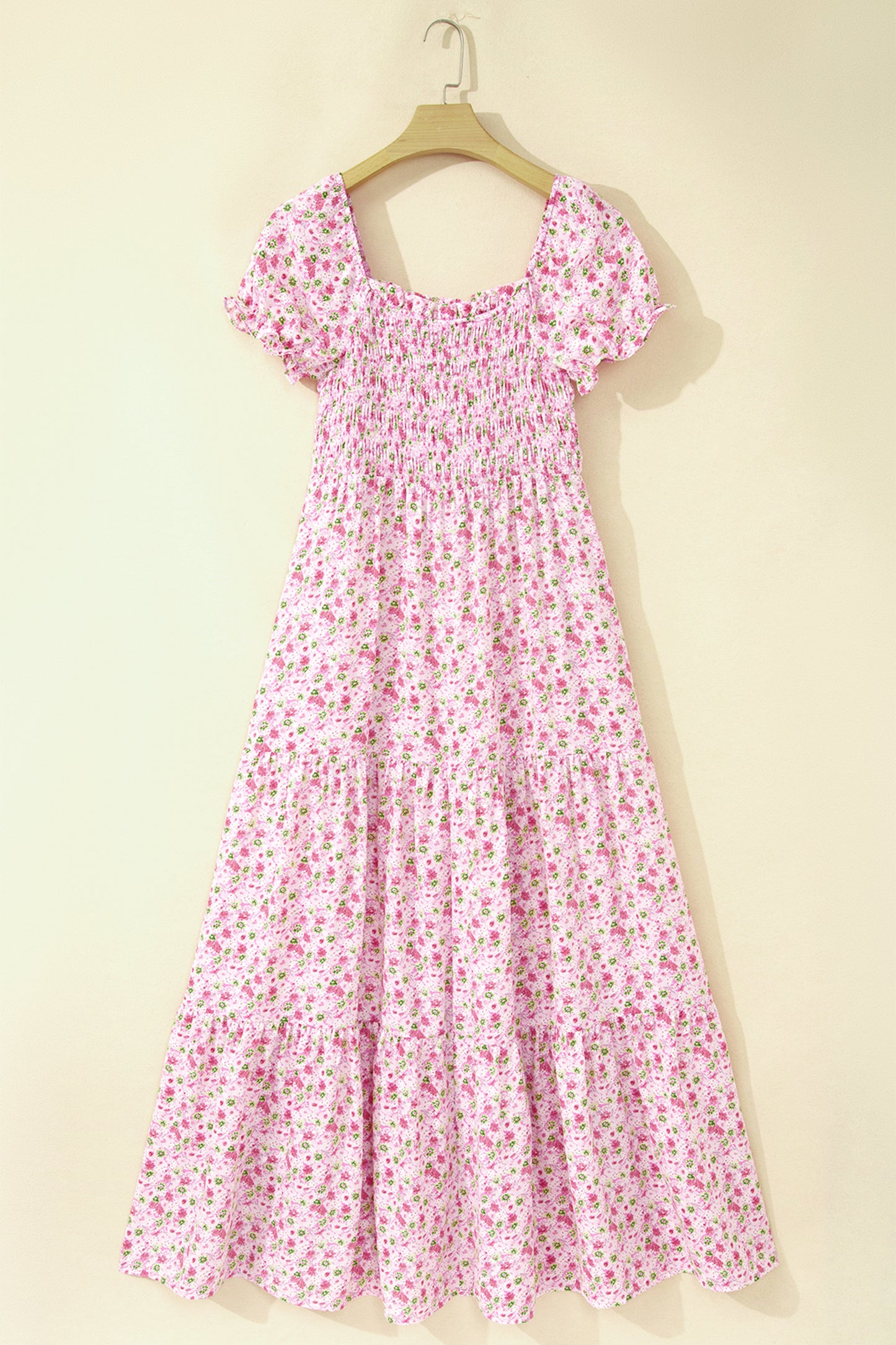 Floral Short Shirred Maxi Dress