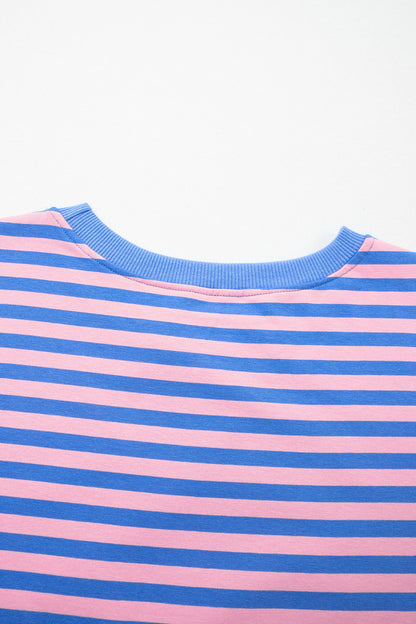 Stripe Short Sleeve Two-Piece Set