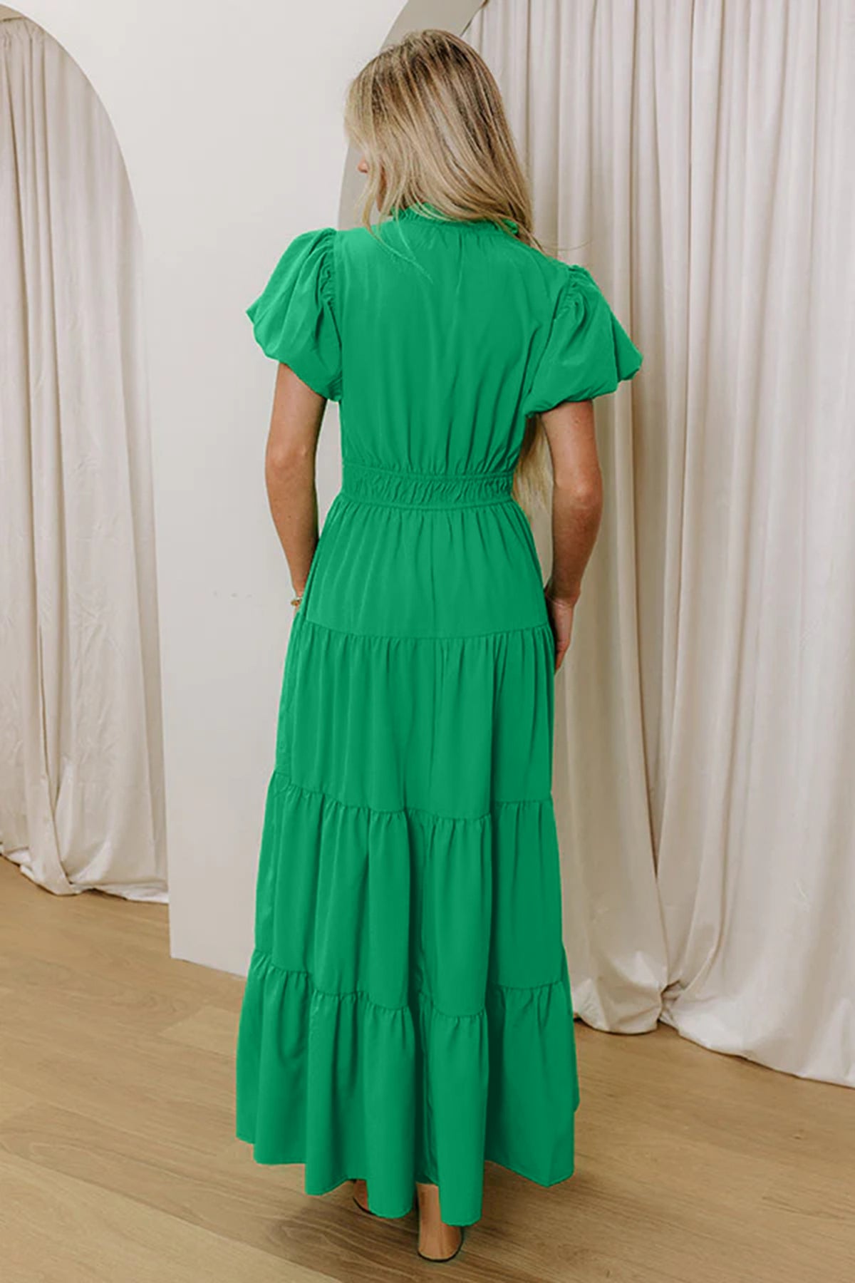 Puff Sleeve Tiered Maxi Dress