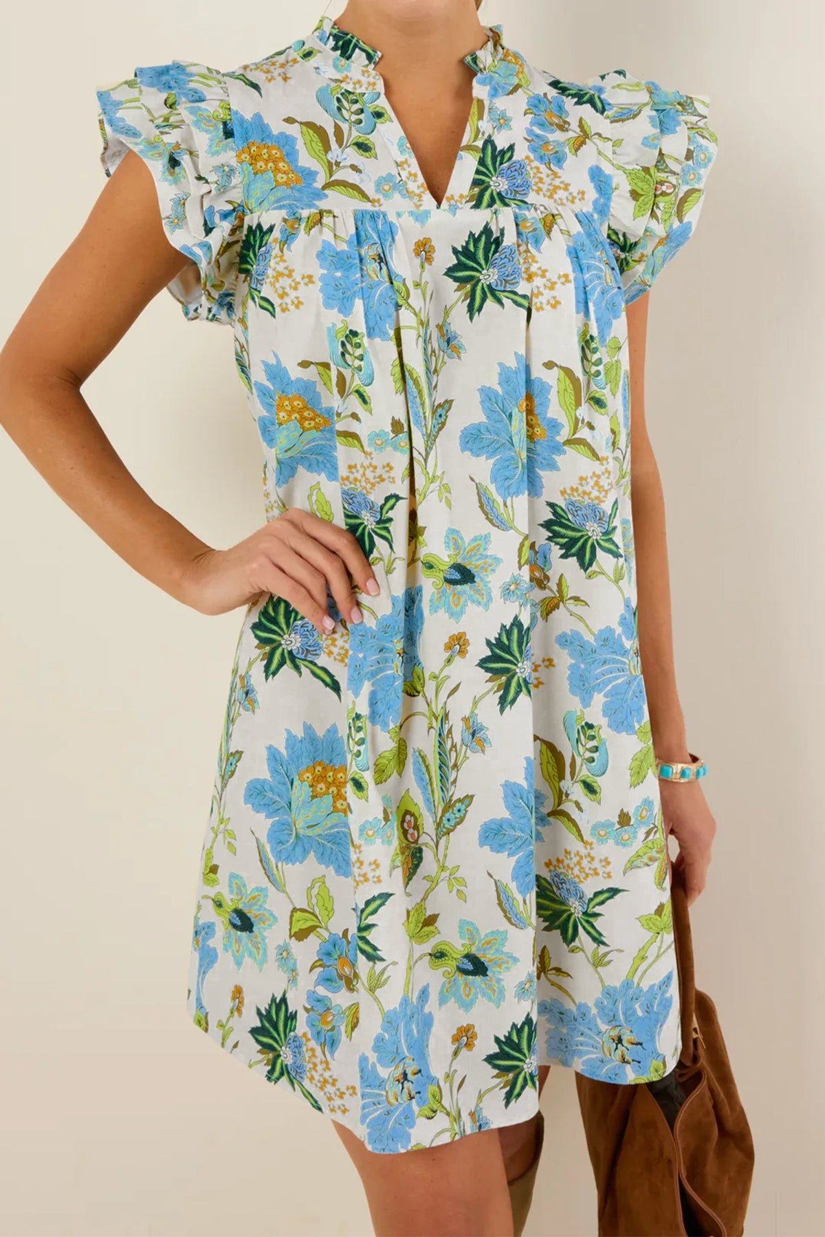 Ruffle Short Sleeve Floral Dress