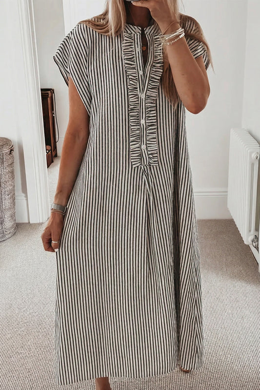Stripe Short Sleeve Maxi Dress