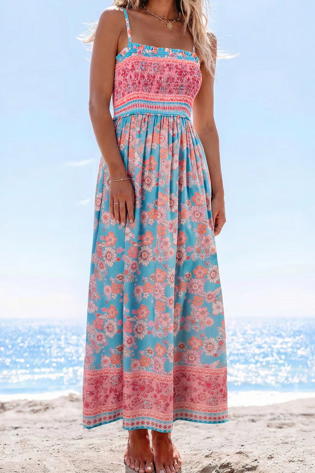 Bohemian Ethnic Maxi Floral Dress