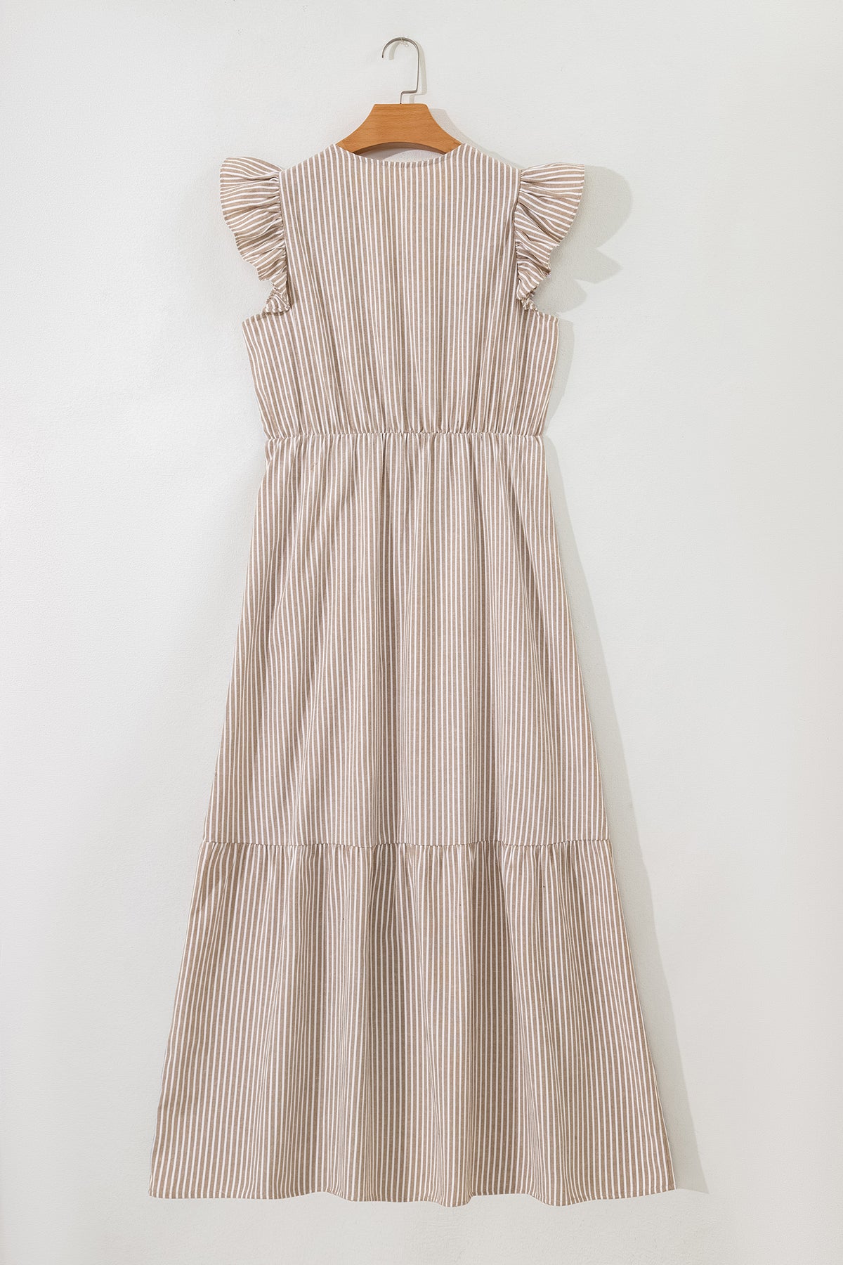 Stripe Flutter Sleeve Maxi Dress