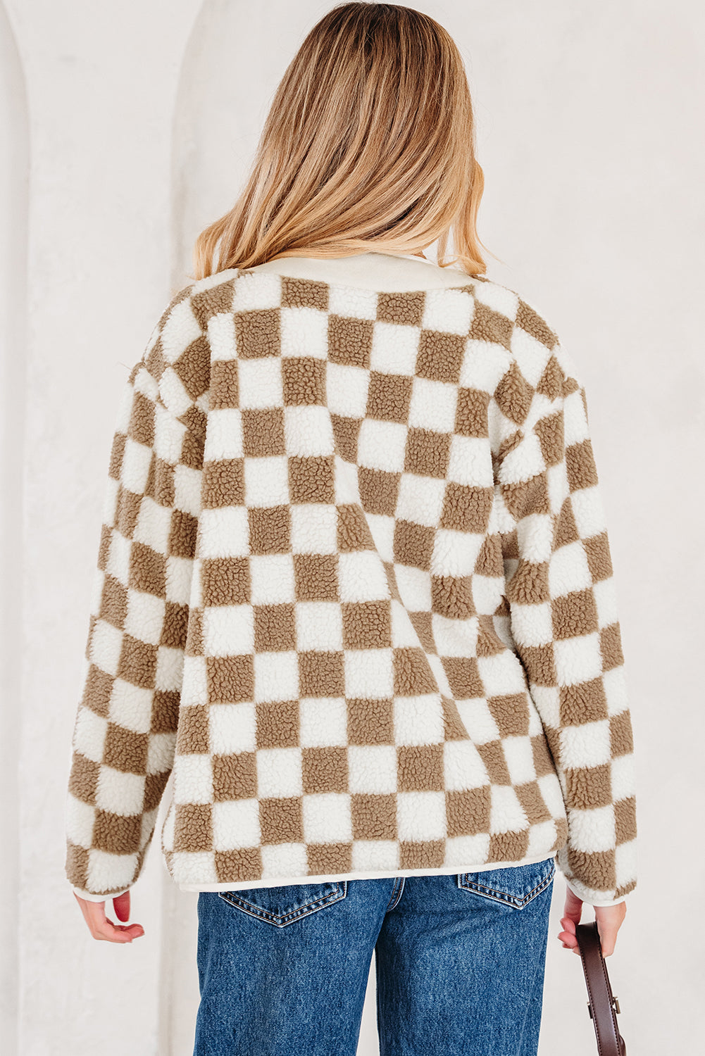 Checkered Sherpa Buttoned Front Jackets