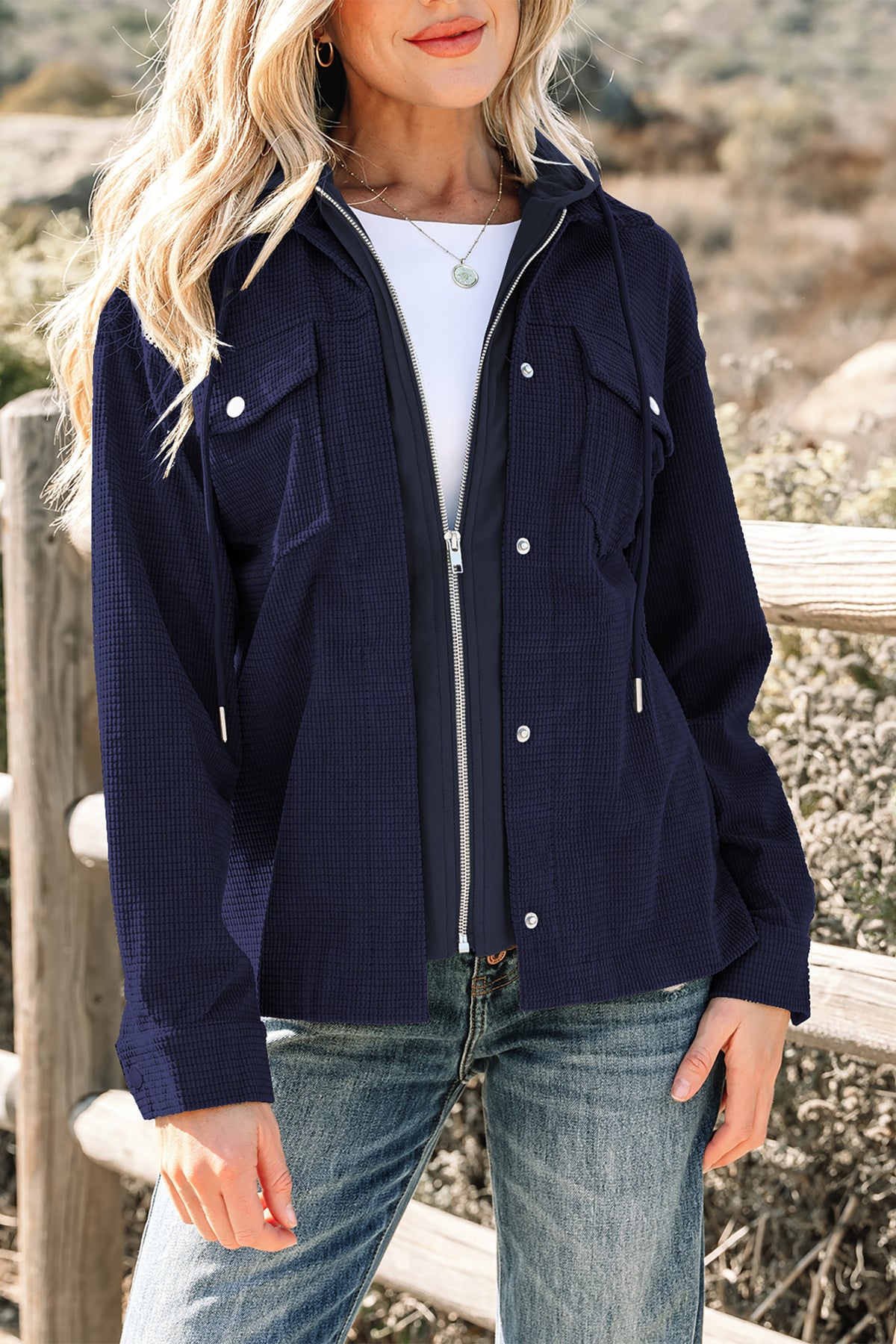 Thermal Knit Textured Hooded Jackets